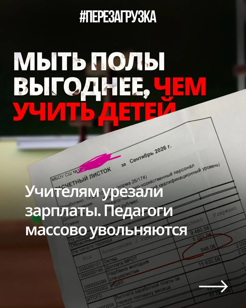 Педагоги из разных регионов публикуют расчётные листки и жалуются на снижение окладов при прежней нагрузке, пока оборонный бюджет растет.
